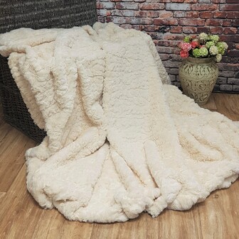 SALE Ivory Astra Faux Fur Throw