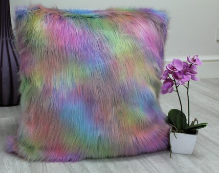 Rainbow Faux Fur Cushions