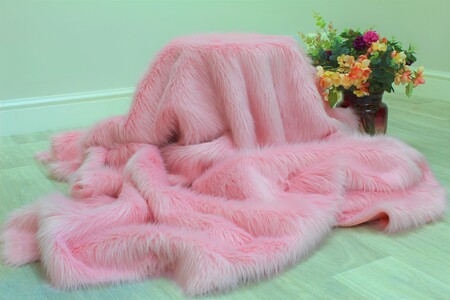 Sherbet Pink Faux Fur Throws 