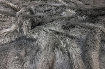 Steel Grey Faux Fur Fabric Per Meter