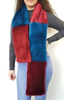 Azure and Ruby Faux Fur Team Scarf