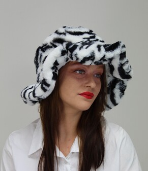 Zebra Faux Fur Floppy Hat