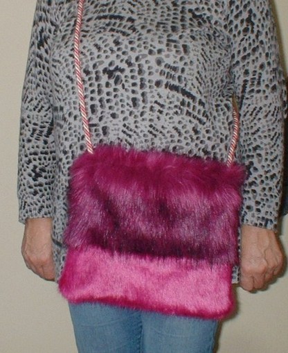 Magenta and Hot Pink Faux Fur Shoulder Bag