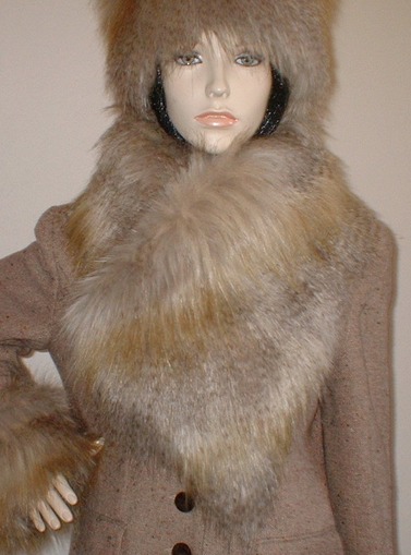Coyote Faux Fur Vintage Asymmetric Scarf