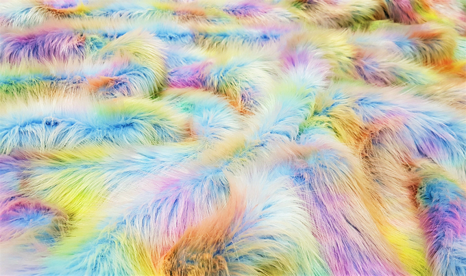 Rainbow Faux Fur Fabric Per Meter