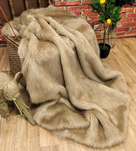 SALE Toffee Faux Fur Throw