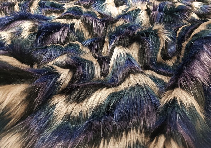 Blue Chevron Faux Fur Fabric Limited Edition