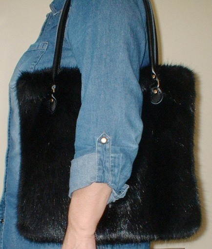 Black Mink Faux Fur Bag