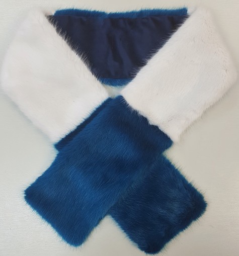 Azure and White Faux Fur Team Scarf