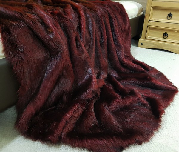 Tuscan Red Faux Fur Throw