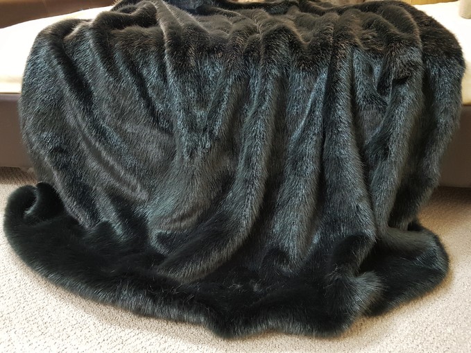 Charcoal Mink Faux Fur Throw