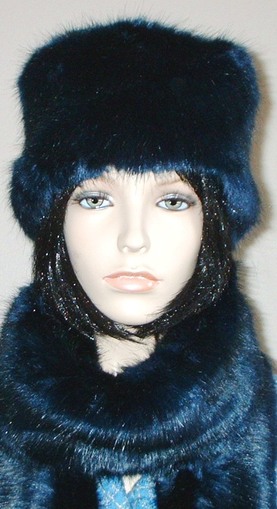 Midnight Navy Blue Faux Fur Hat
