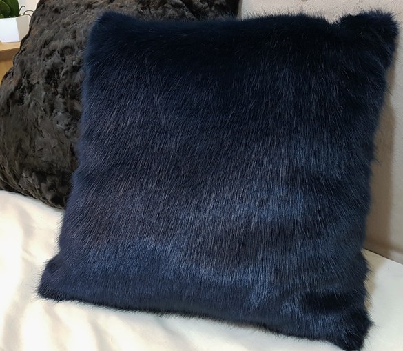 Midnight Navy Blue Faux Fur Cushions