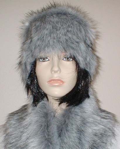 Silver Musquash Faux Fur Hat
