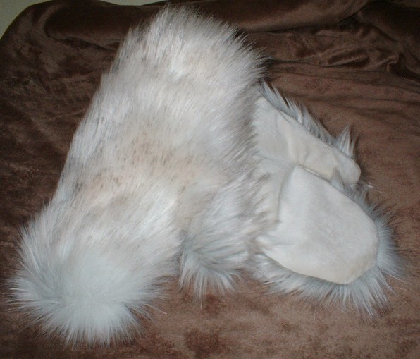 Snow Wolf Faux Fur Mittens