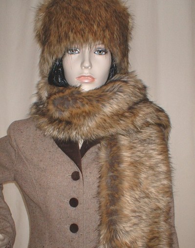 Simba Faux Fur Hat, Scarf and Cuffs Set