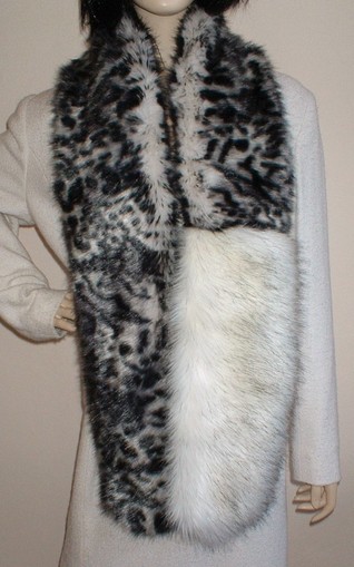 Panther and Alaska Faux Fur Two Tone Scarf