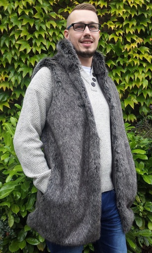 Mens Wolfhound Faux Fur Gilet