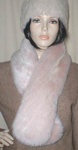Pink Champagne Faux Fur Pull Through Scarf