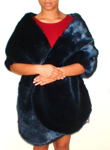 Navy faux hot sale fur wrap