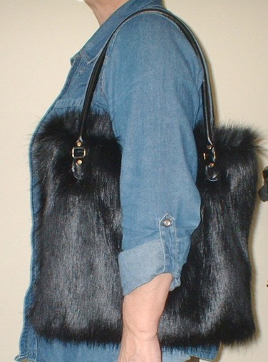 Black Bear Faux Fur Bag