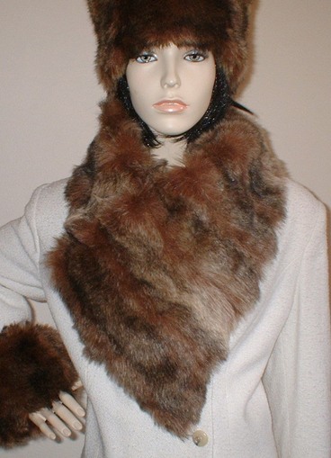 Russian Sable Faux Fur Vintage Asymmetric Scarf