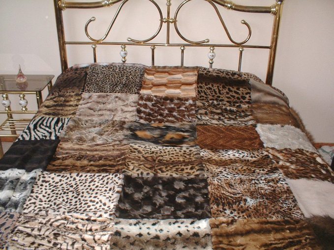 Brown Harlequin Faux Fur Patchwork Throw