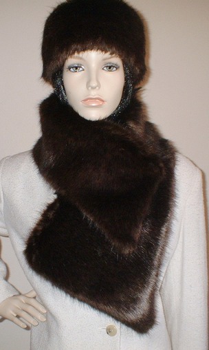 Mahogany Mink Faux Fur Vintage Asymmetric Scarf