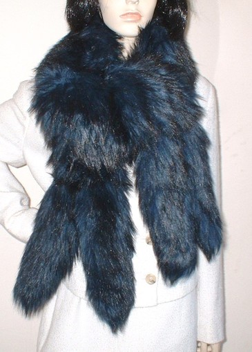 Tissavel Midnight Blue Faux Fur Tail Scarf