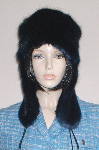 Midnight Navy Blue Faux Fur Trapper Hat