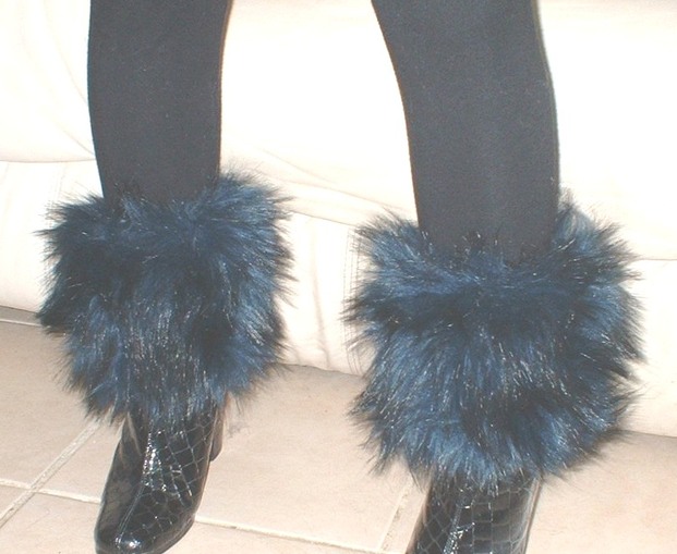 Midnight Blue Faux Fur Boot Toppers Faux Fur Throws Fabric and