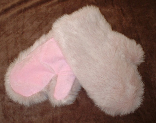 Pink Champagne Faux Fur Mittens
