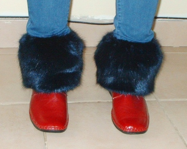 Midnight Navy Blue Faux Fur Boot Toppers