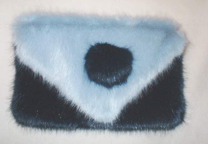 Midnight Navy and Powder Blue Faux Fur Clutch Bag