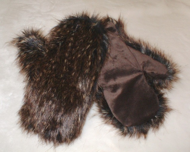 Kodiac Bear Faux Fur Mittens