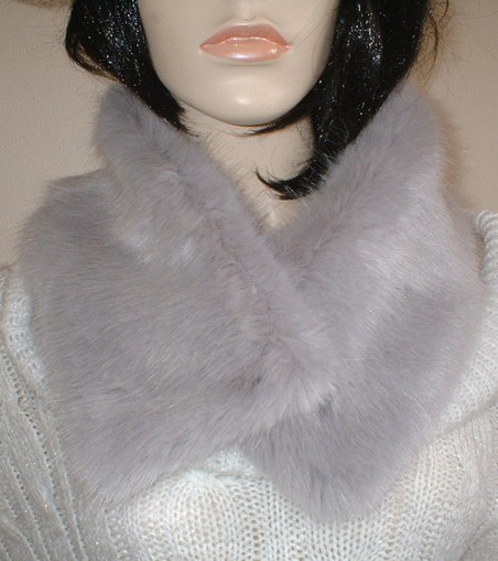 Silver Mink Faux Fur Long Collar