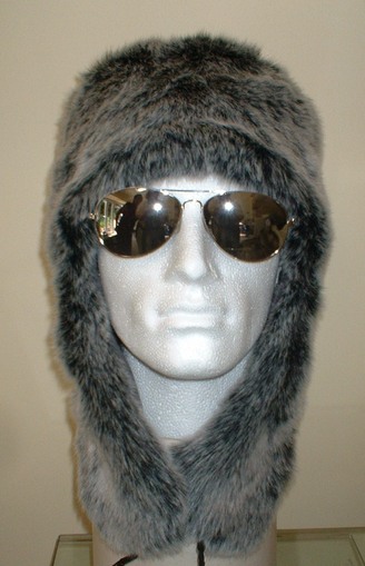 Arctic Wolf Faux Fur Trapper Hat