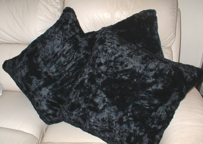 Black Astra Faux Fur Cushions