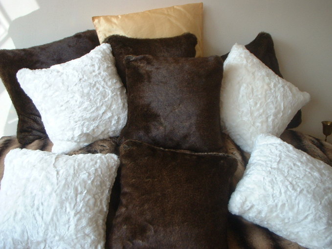 Ivory Astra Faux Fur Cushions