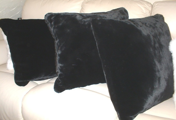 Black Moleskin Faux Fur Cushions