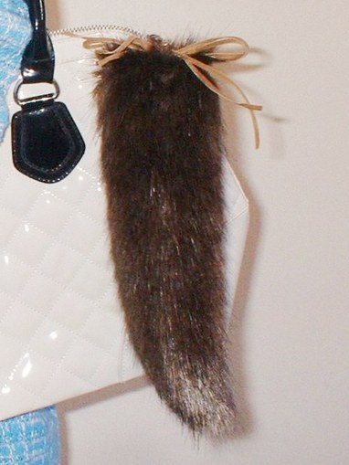 Mahogany Mink Faux Fur Tail Handbag Key Charm
