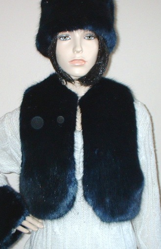 Midnight Navy Blue Faux Fur Bolero/Waistcoat