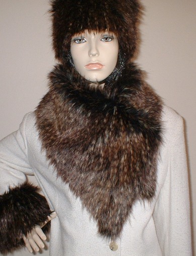 Kodiac Faux Fur Vintage Asymmetric Scarf