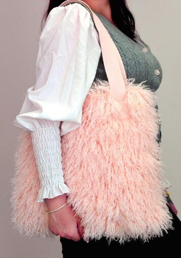 Valais Soft Pink Faux Fur  Tote Bag