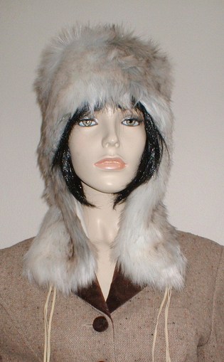 Snow Wolf Faux Fur Trapper Hat - Faux Fur Throws, Fabric and Fashion