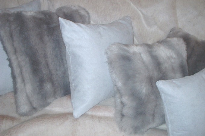 Silver Faux Suede Cushions