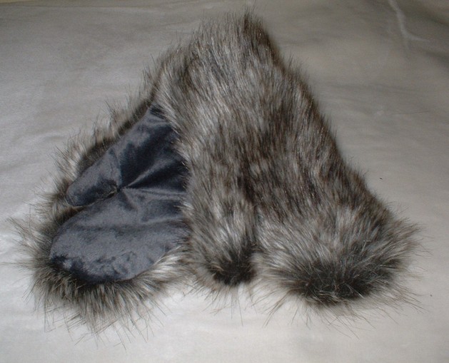 Timber Wolf Faux Fur Mittens