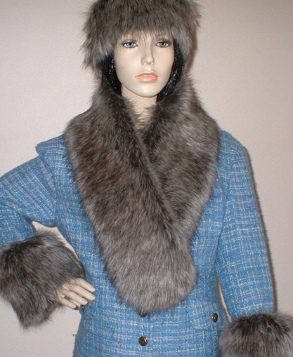 Timber Wolf Faux Fur Neck Scarf