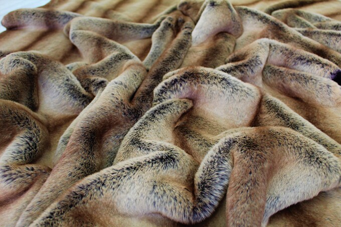 NEW Golden Brown Chinchilla Faux Fur Fabric Per Meter