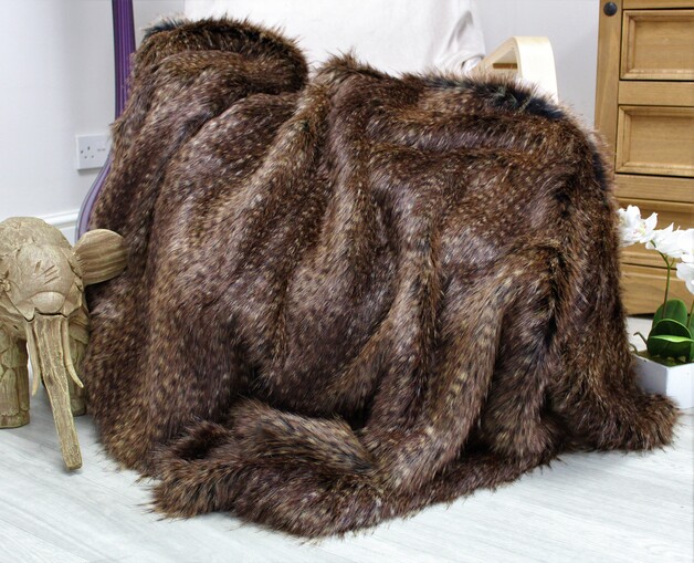 Kodiac Bear Brown Faux Fur Throws